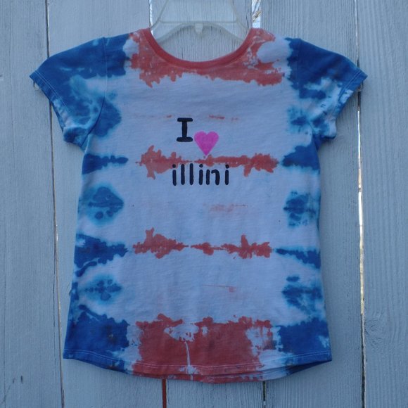 Illini Tie Dye T-shirt Girls 10/12 LG Homemade New - Picture 4 of 11